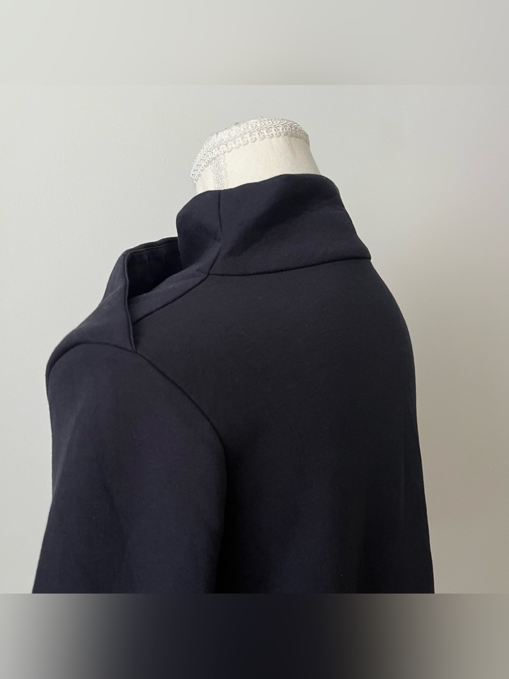 COS Women's Draped Neck Top Navy Blue XS Minimalist Avant Garde Office Portugal - Picture 7 of 10